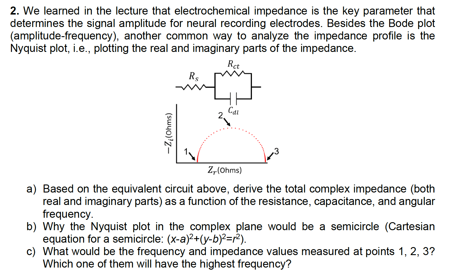 Solved 2. We learned in the lecture that electrochemical