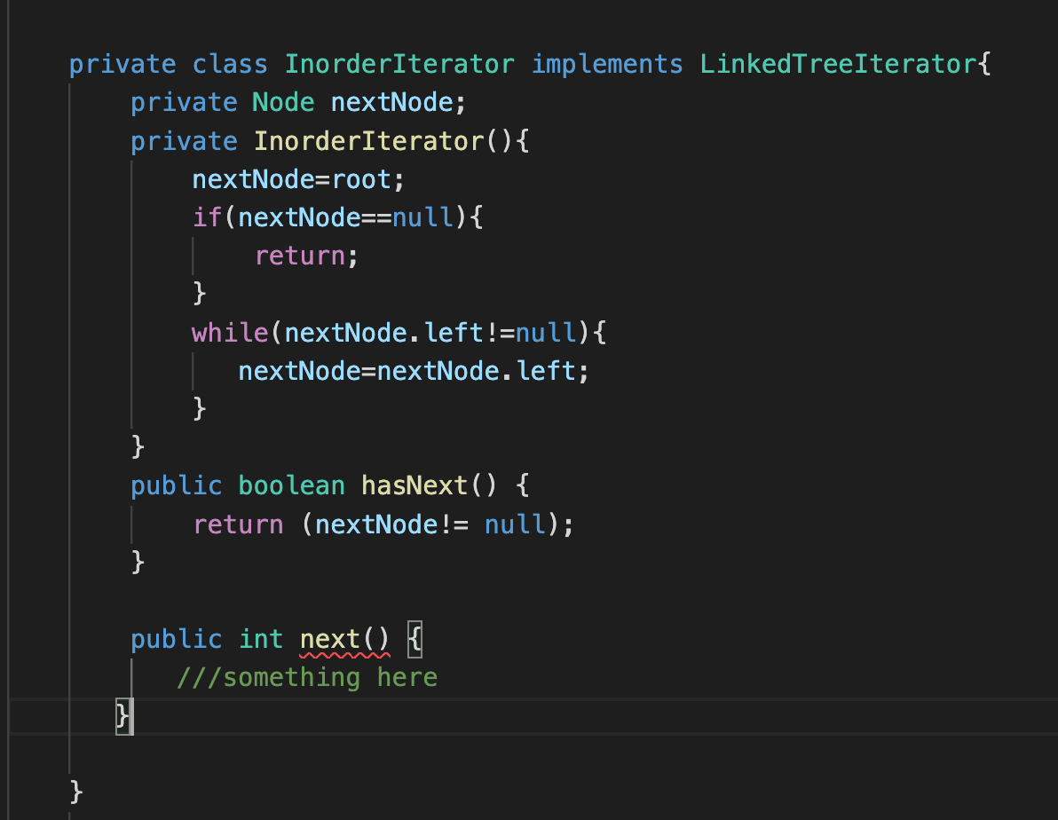 Solved Build the next() method in the class | Chegg.com
