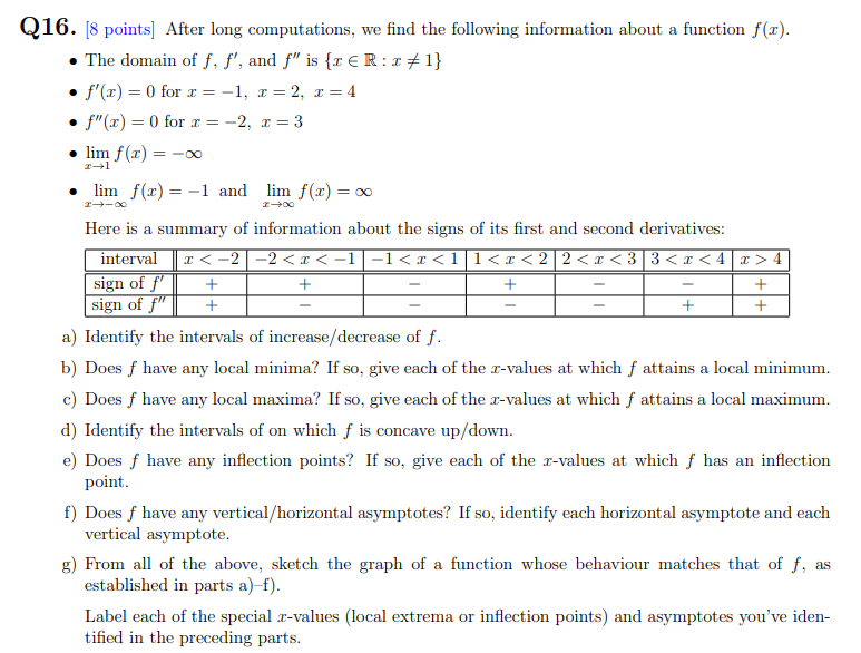 Solved 16. [8 points] After long computations, we find the | Chegg.com