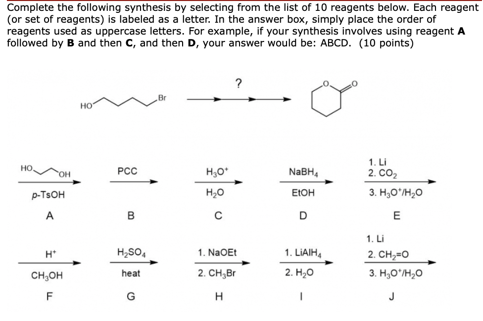 Solved Complete The Following Synthesis By Selecting From | Chegg.com