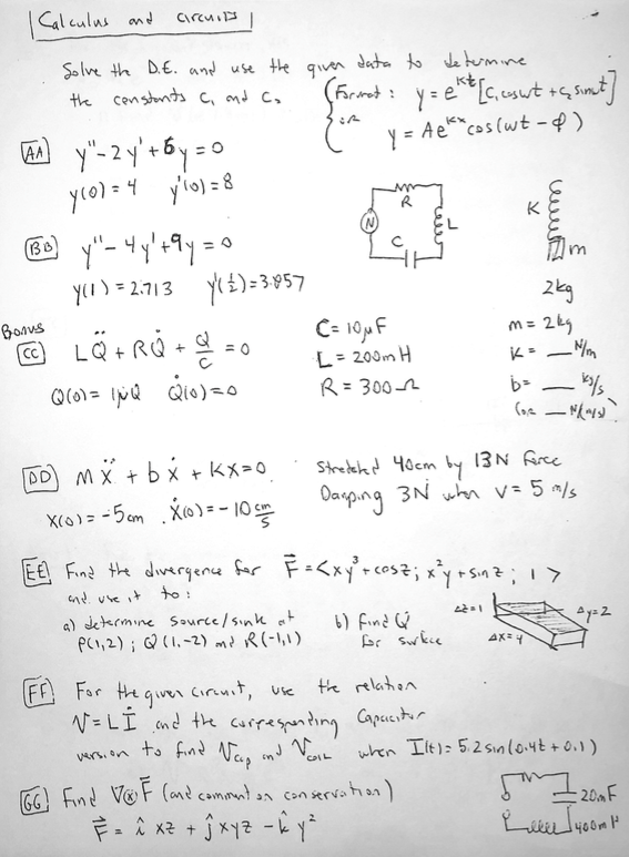 Solved I Calculus And Circuits Solve The D E And Use The Chegg Com