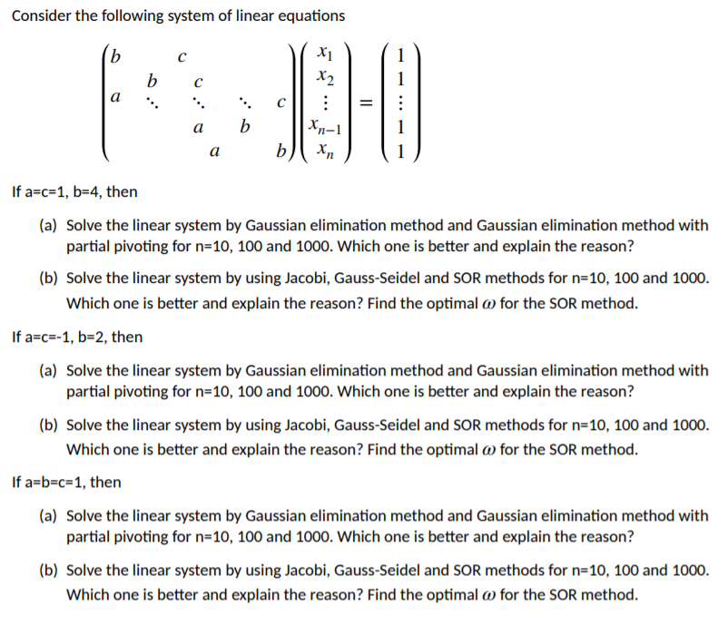 Consider the following system of linear equations нь | Chegg.com