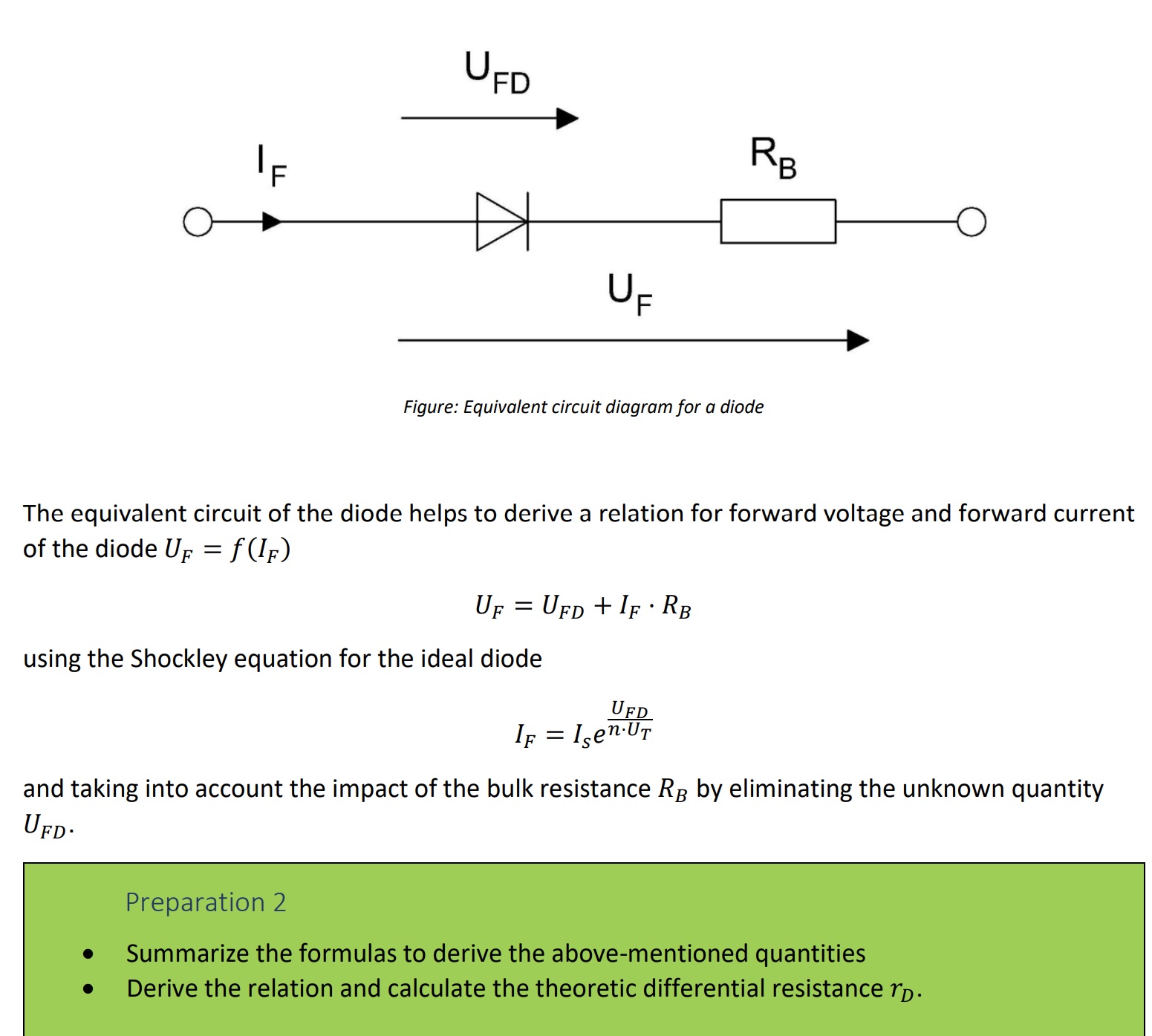 Figure Equivalent circuit diagram for a diode The