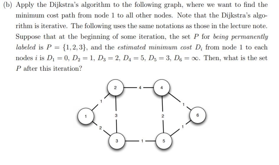 Solved (b) Apply the Dijkstra's algorithm to the following | Chegg.com