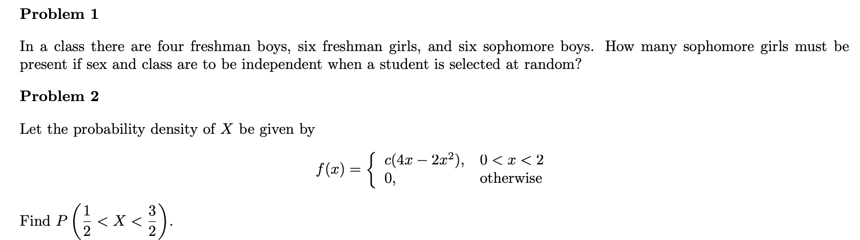 Solved Problem 1 In a class there are four freshman boys, | Chegg.com