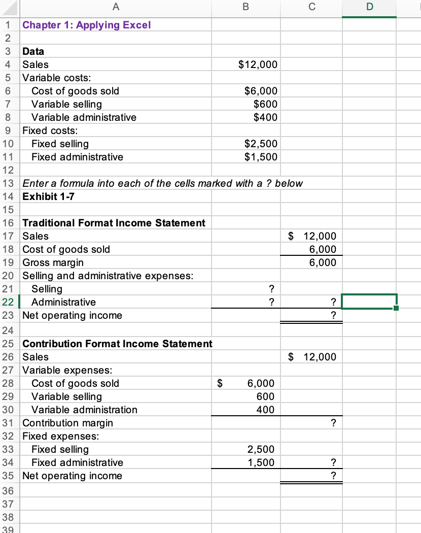 Solved Check your worksheet by changing the variable selling | Chegg.com