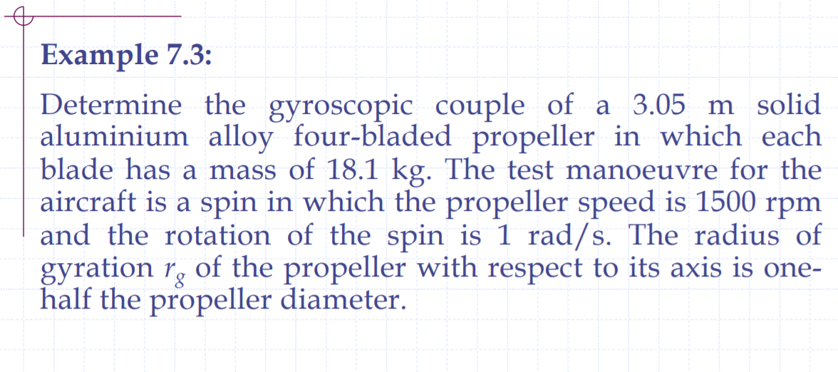 Solved Example 7.3: Determine the gyroscopic couple of a | Chegg.com