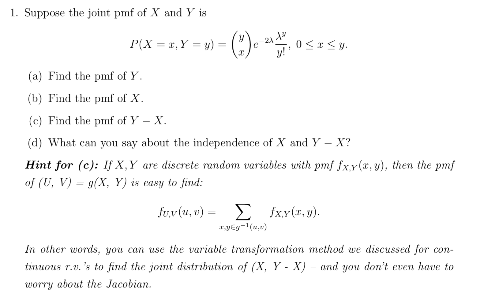 Solved 1 Suppose The Joint Pmf Of X And Y Is Y P X X Chegg Com