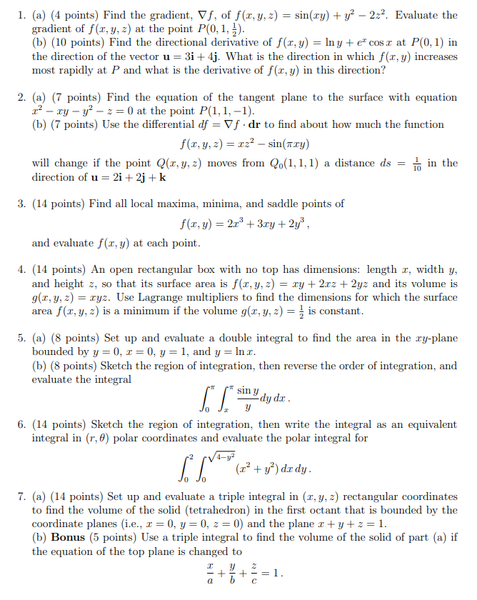 Solved 1 A 4 Points Find The Gradient Vf Of F X Y Chegg Com