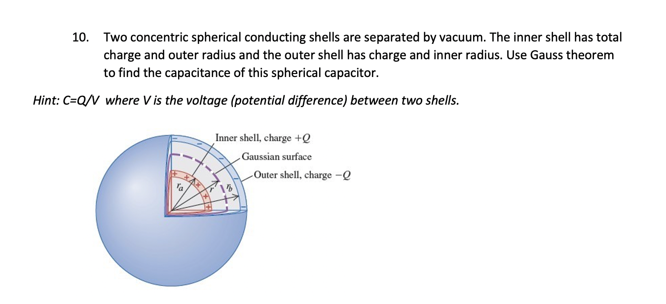 Solved 10. Two Concentric Spherical Conducting Shells Are | Chegg.com