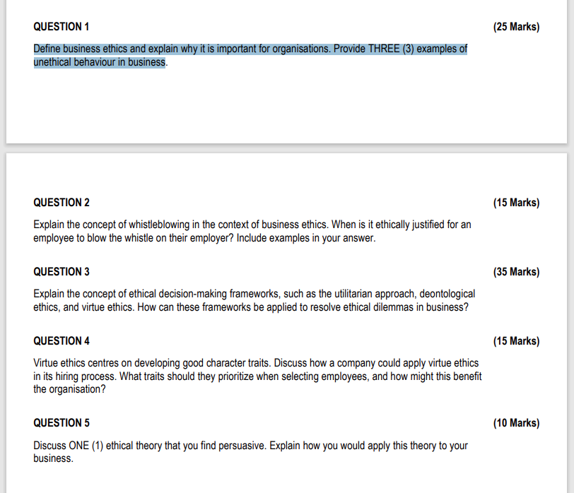 Define Business Ethics