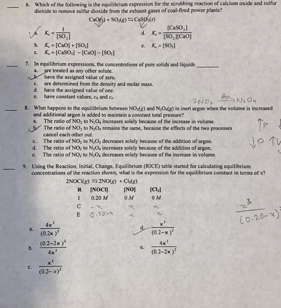 Solved 6. Which of the following is the equilibrium | Chegg.com