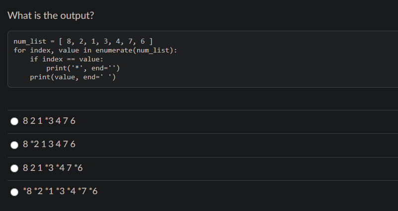 Solved What Is The Output Num list 8 2 1 3 4 7 6 Chegg