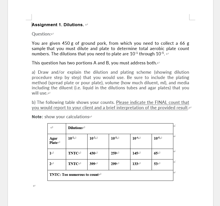 Solved Assignment 1. Dilutions. Question You are given 450