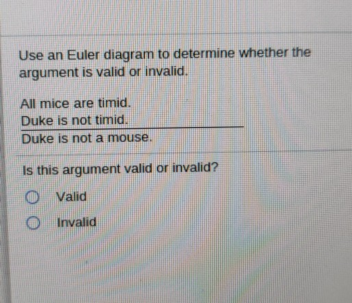 Solved Use an Euler diagram to determine whether the | Chegg.com