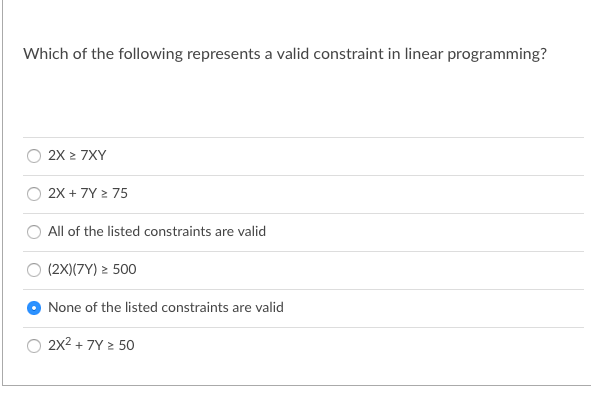 Solved Which of the following represents a valid constraint | Chegg.com