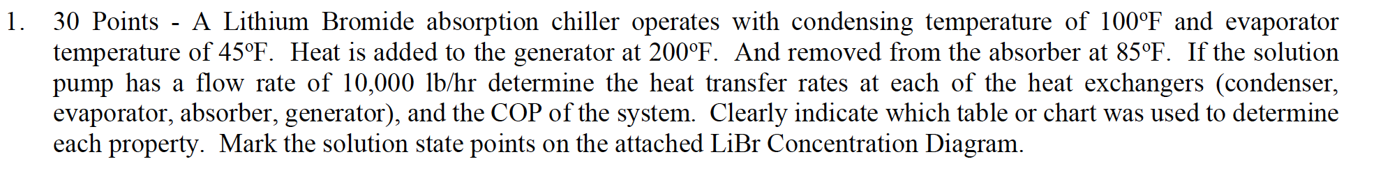 Solved 1. 30 Points - A Lithium Bromide absorption chiller | Chegg.com