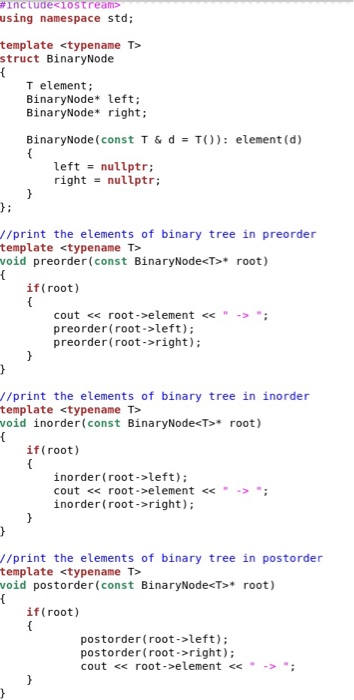 Solved using namespace std; template struct BinaryNode T | Chegg.com