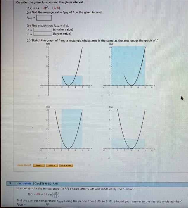 Solved Consider the given function and the given interval | Chegg.com