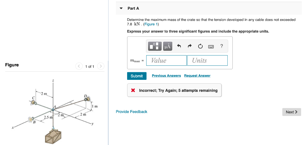 Solved Part A Determine the maximum mass of the crate so | Chegg.com