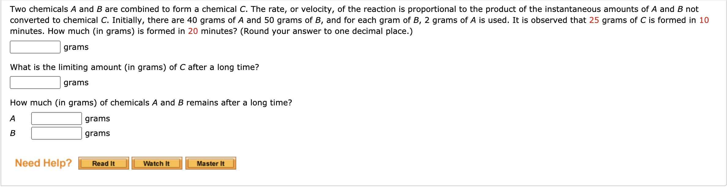 Solved Two chemicals A and B are combined to form a chemical