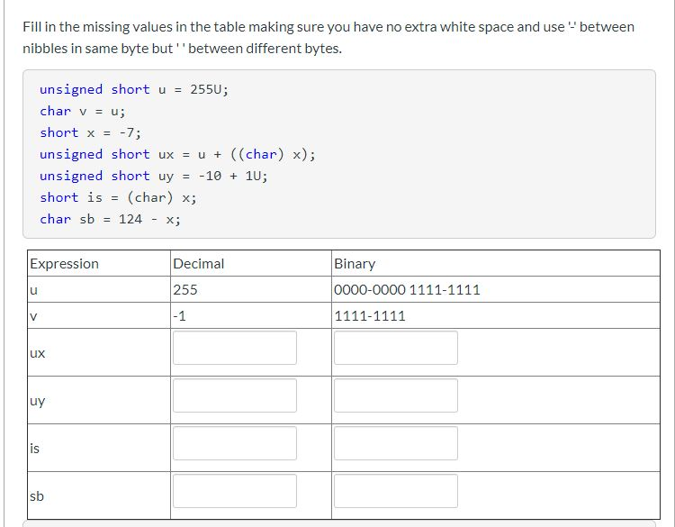 (Solved) Fill Missing Values Table Making Sure Extra White Space Use