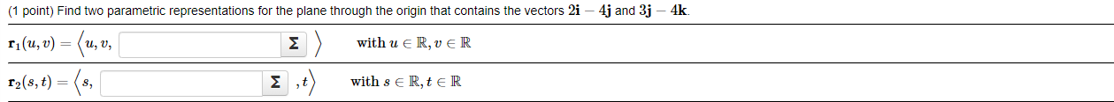 Solved (1 point) Find two parametric representations for the | Chegg.com