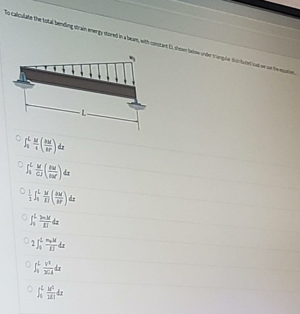 Solved To Calculate The Total Bending Strain Energy Stored | Chegg.com