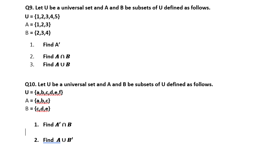 Solved Q9. Let U Be A Universal Set And A And B Be Subsets | Chegg.com