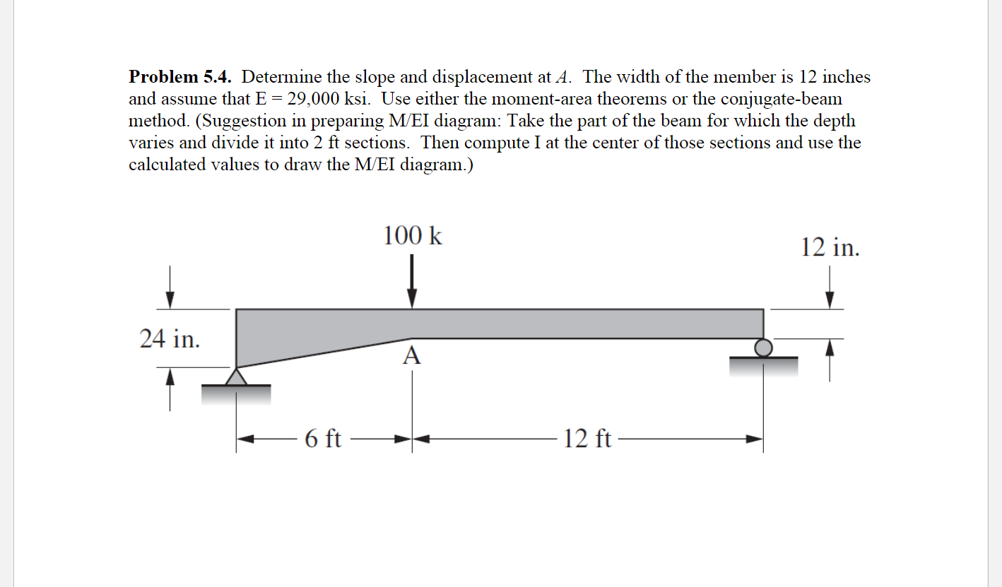 Solved Problem 5.4. Determine the slope and displacement at | Chegg.com