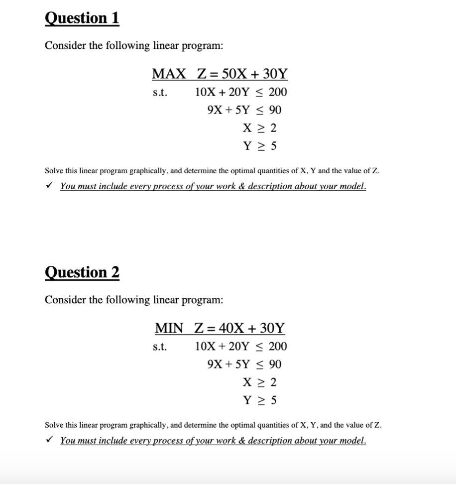 Solved Consider The Following Linear Program: MAX Z=50X+30Y | Chegg.com