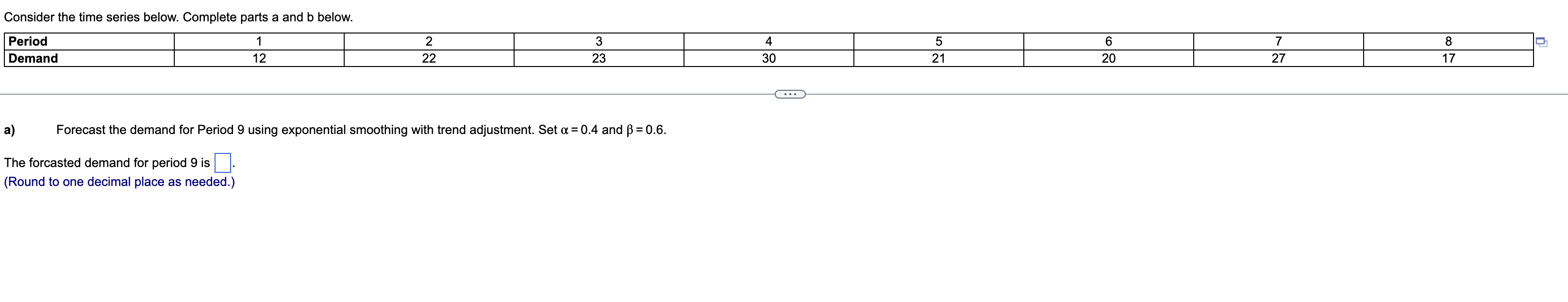 Solved Consider the time series below. Complete parts a and | Chegg.com
