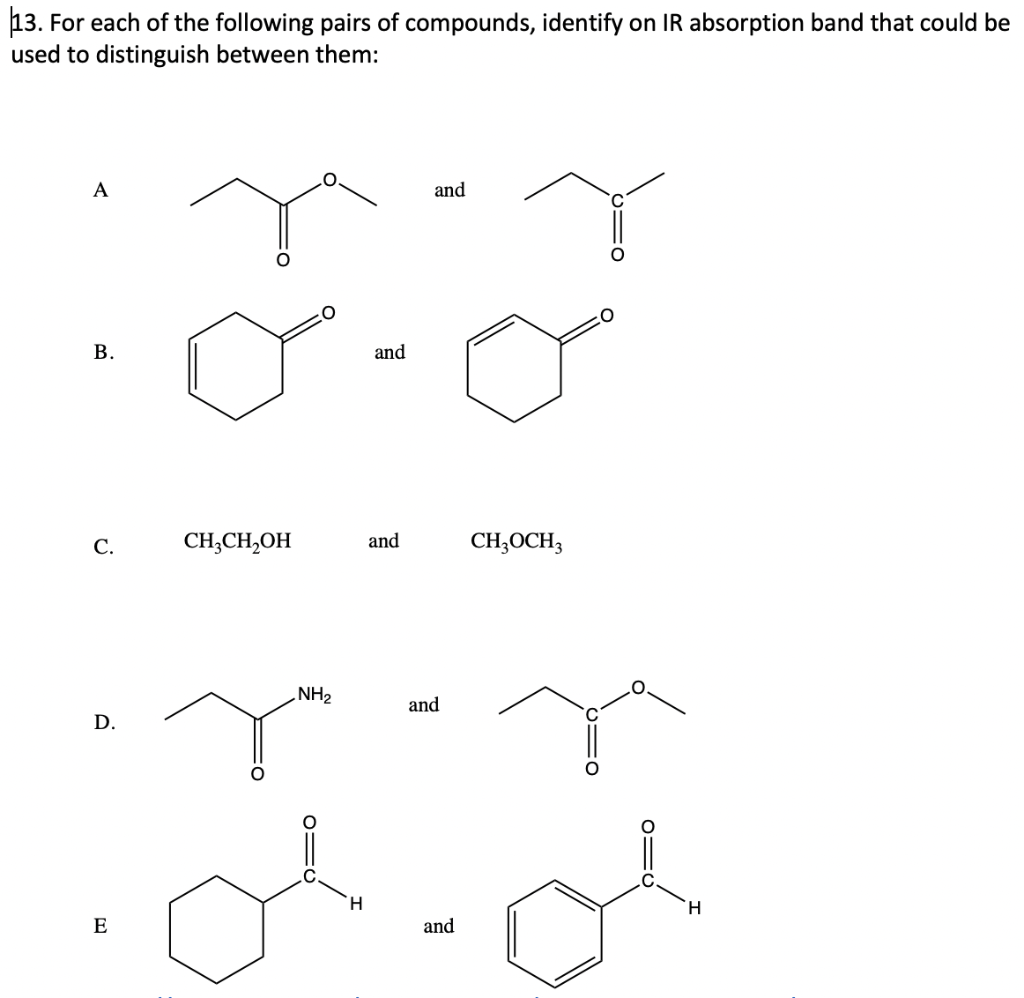 Solved 13. For each of the following pairs of compounds, | Chegg.com