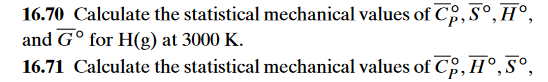 Solved 16.70 Calculate the statistical mechanical values of | Chegg.com