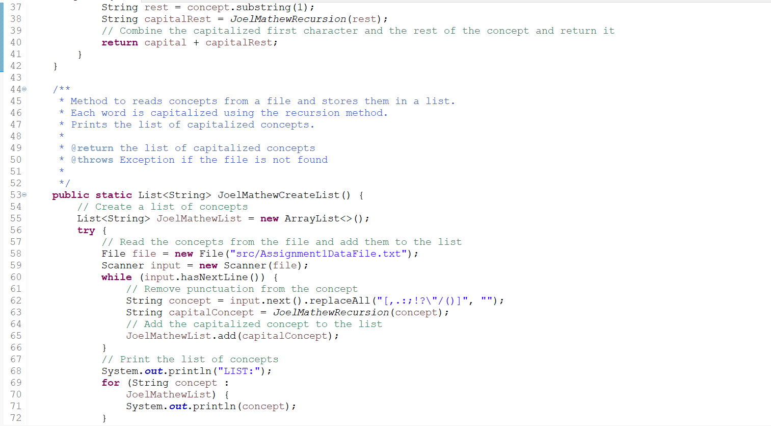 Solved JoelMathewAssignment1.java × 2⊙/⋆⋆ * This program | Chegg.com