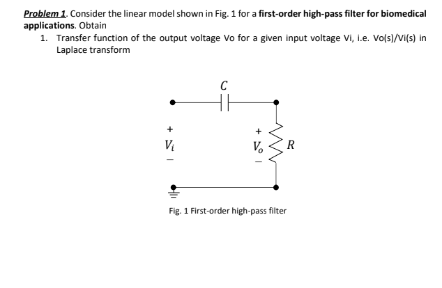 Solved Problem 1. Consider the linear model shown in Fig. 1 | Chegg.com