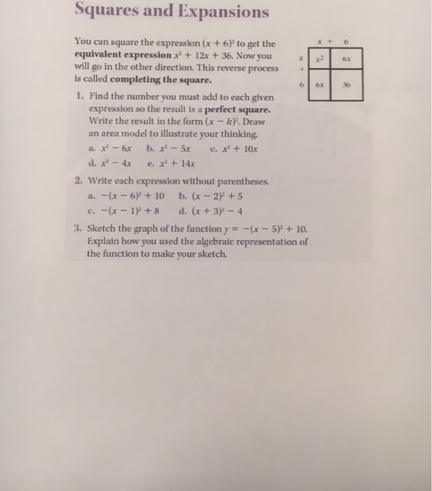 Solved You can square the expression (x + 6)^2 to get the | Chegg.com