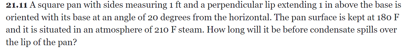 Solved 21.11 A square pan with sides measuring 1ft and a | Chegg.com