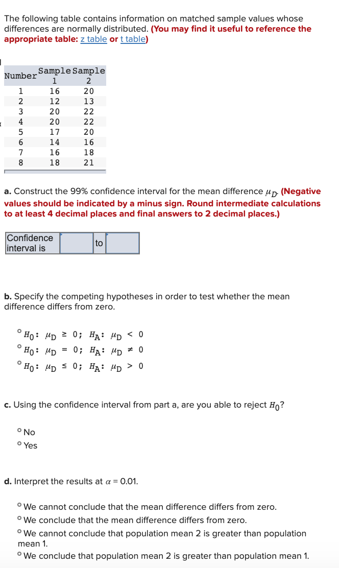 Solved The Following Table Contains Information On Matched | Chegg.com