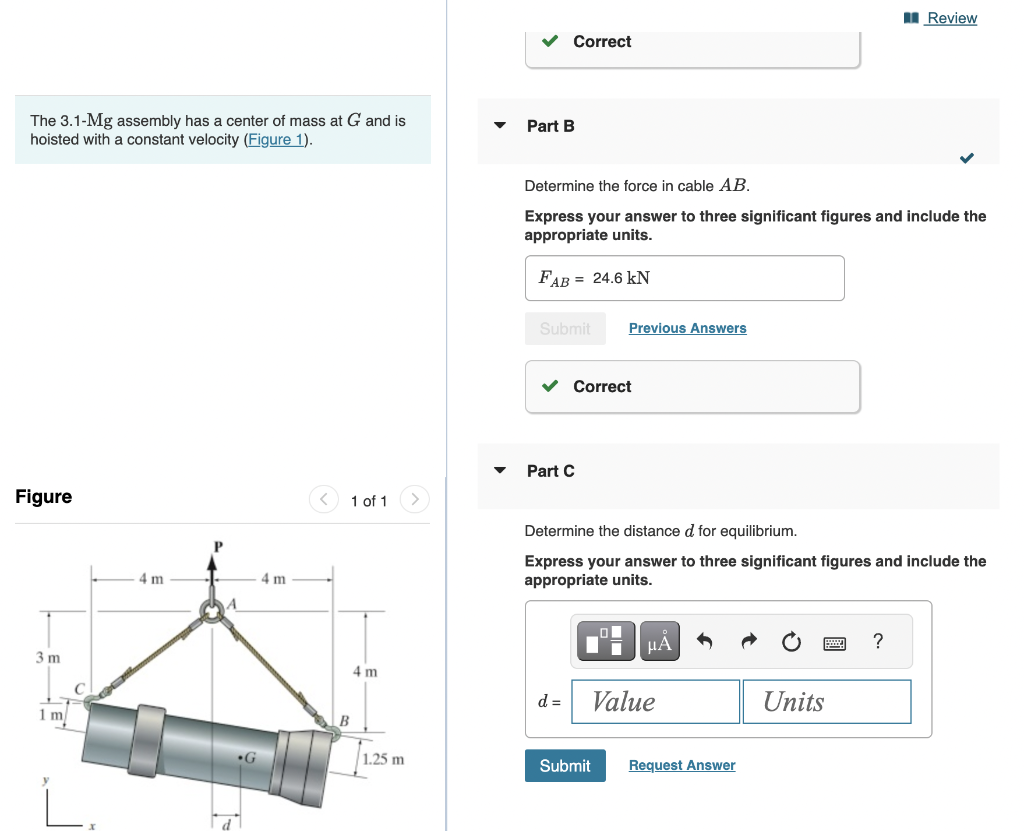 Solved The 3.1-Mg Assembly Has A Center Of Mass At G And Is | Chegg.com