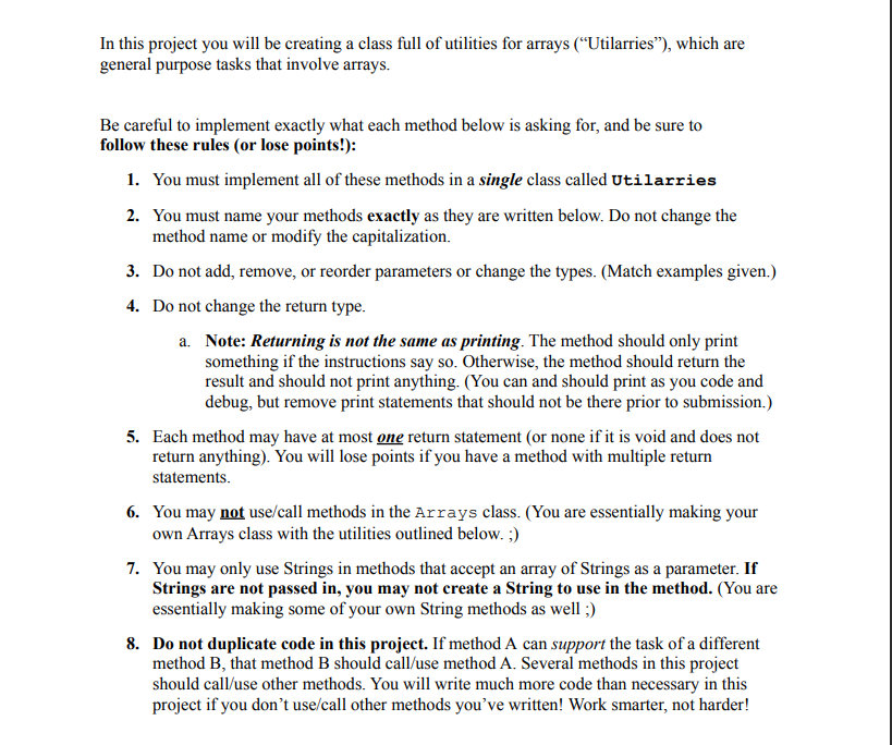 Solved In this project you will be creating a class full of | Chegg.com