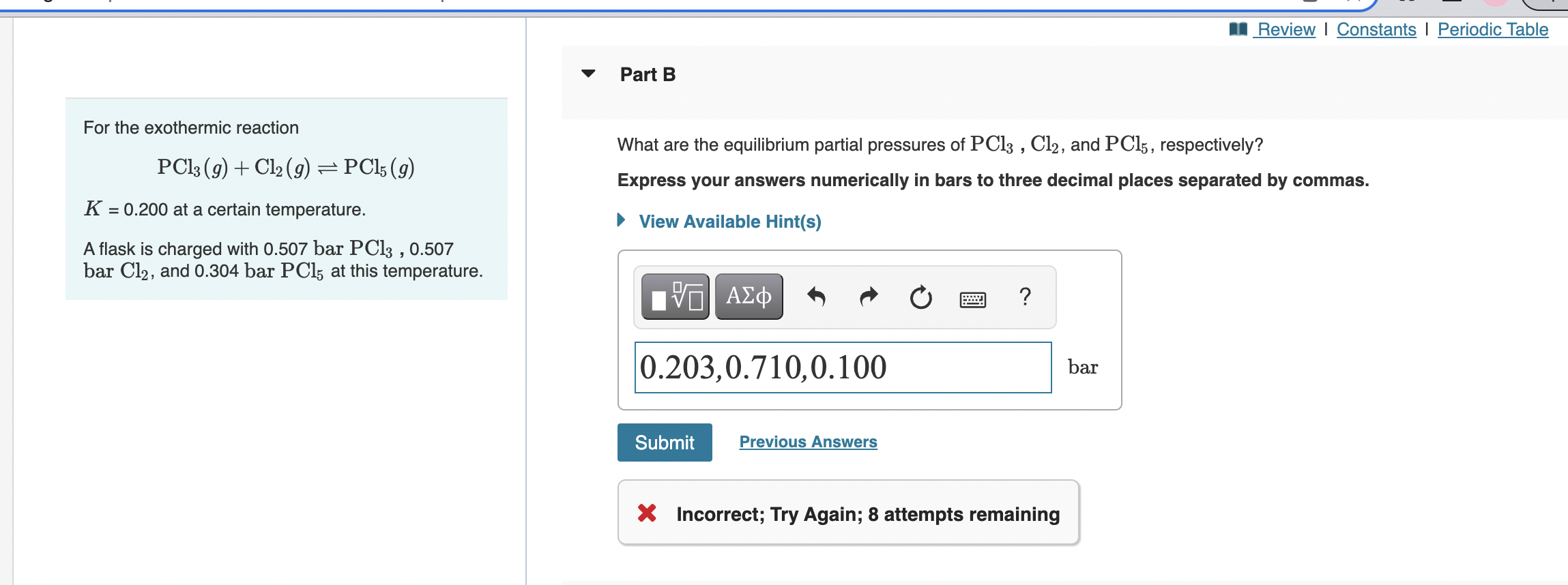 What Are The Equilibrium Partial Pressures Of Pcl3 Cl2 And Pcl5