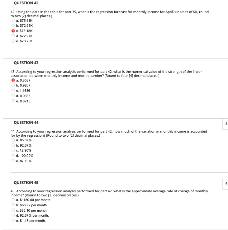 Solved QUESTION 39 39. Monthly income in thousands of | Chegg.com