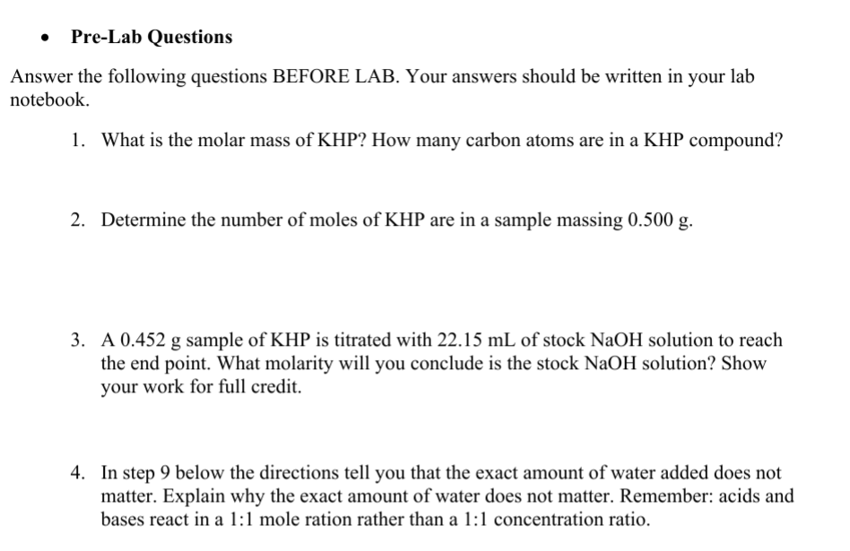 Solved I need help with the pre lab questions. Can you help | Chegg.com