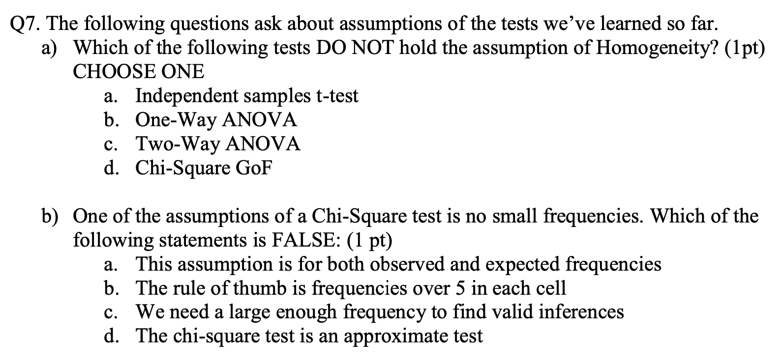 Solved 27. The following questions ask about assumptions of | Chegg.com