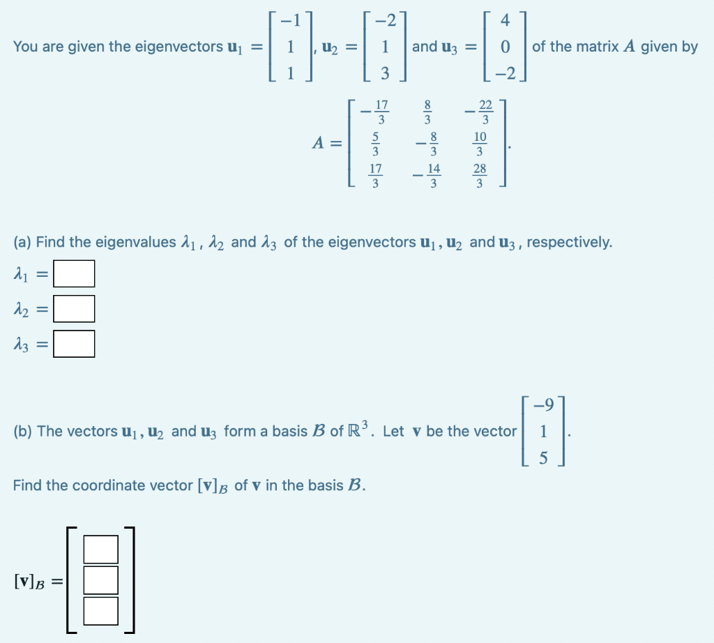 Solved You Are Given The Eigenvectors | Chegg.com