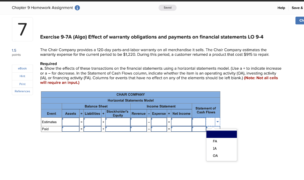 Solved Chapter 9 Homework Assignment I Saved Help Sa 1 Bill Chegg Com