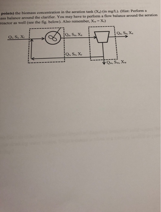 Solved points) the biomass concentration in the aeration | Chegg.com