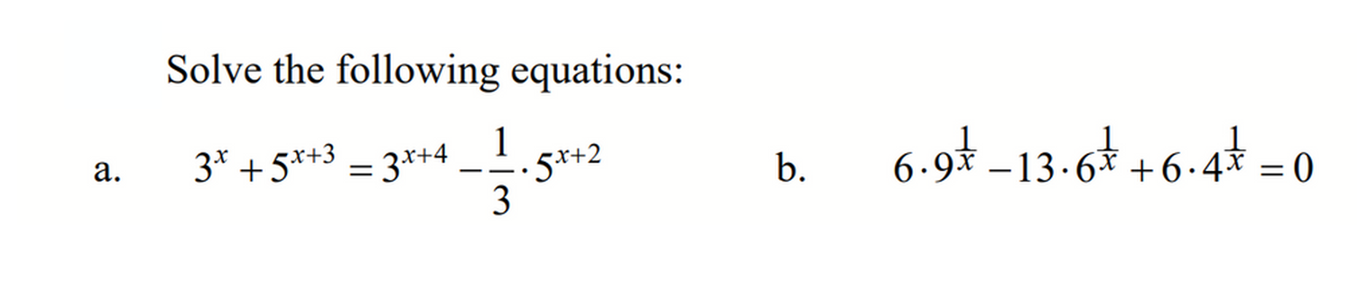 Solved Solve The Following Equations: A. | Chegg.com