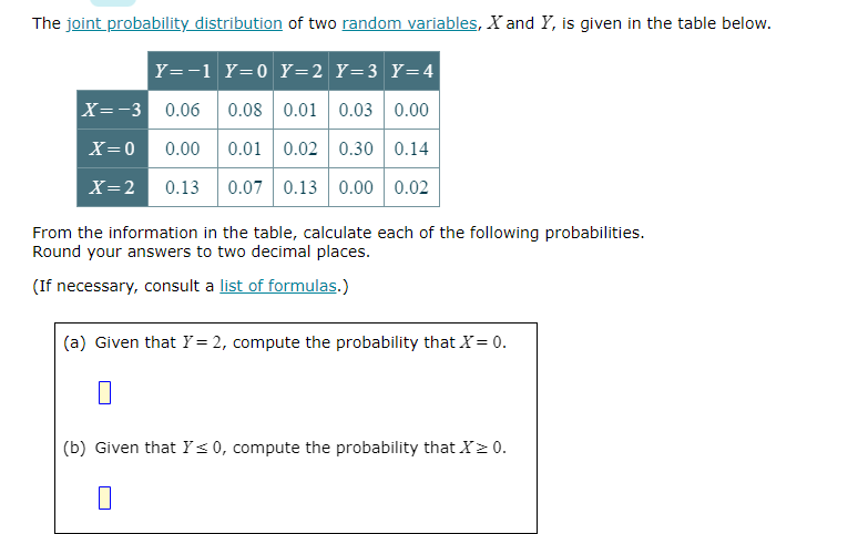 Solved The joint probability distribution of two random | Chegg.com